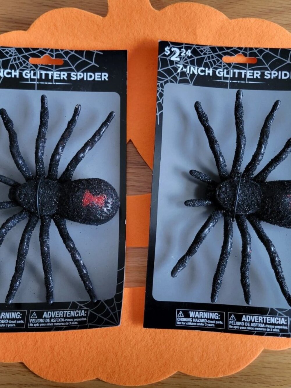 Lot of 2 Halloween 7” Glitter Spiders Scary Decoration Haunted House Spooky New